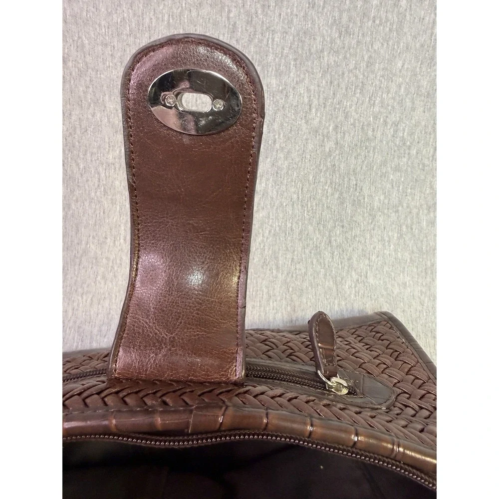 COLDWATER CREEK Brown Faux Leather Shoulder Bag, Woven/Textured Look!